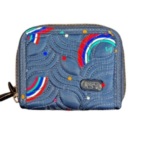 Lug Rainbow Navy Splits Small Accordion Wallet NWOT